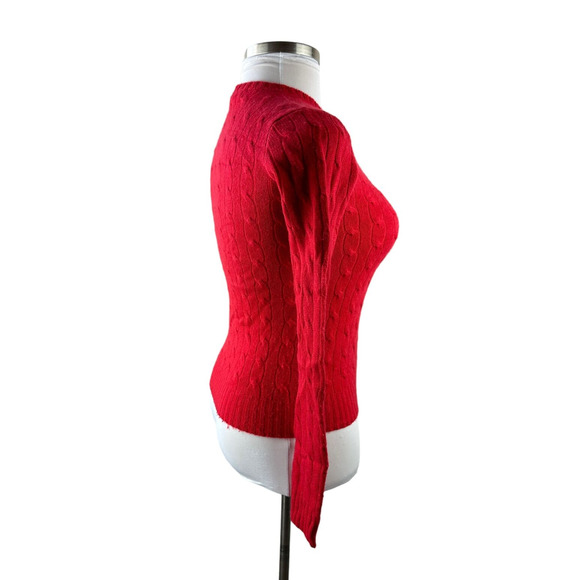 Ralph Lauren 100% Cashmere Slim Fit Cable Knit Crew Neck Sweater Red Size Small - Picture 5 of 15